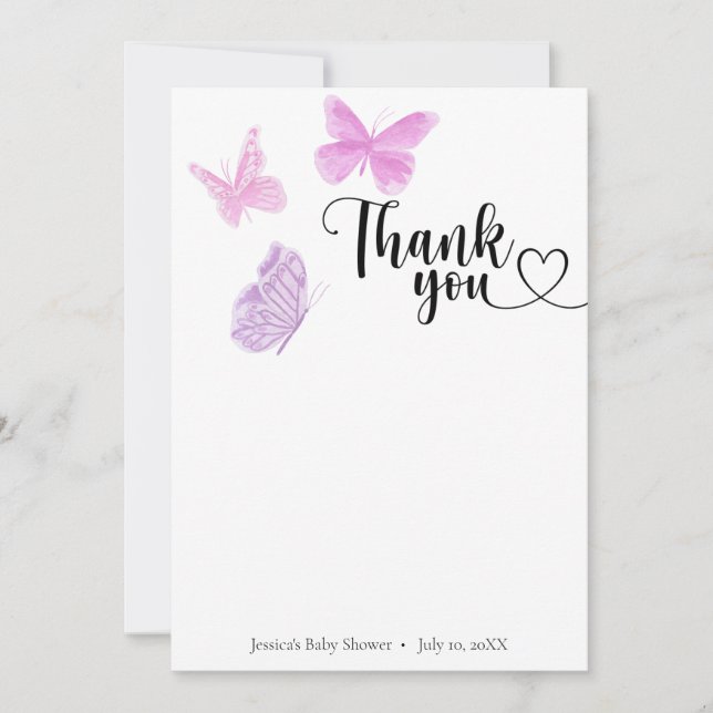 Butterfly Kisses Thank You Card (Front)