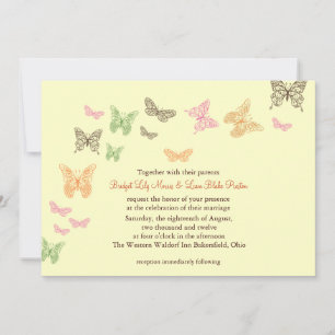 Butterfly Kisses Wedding Invite yellow