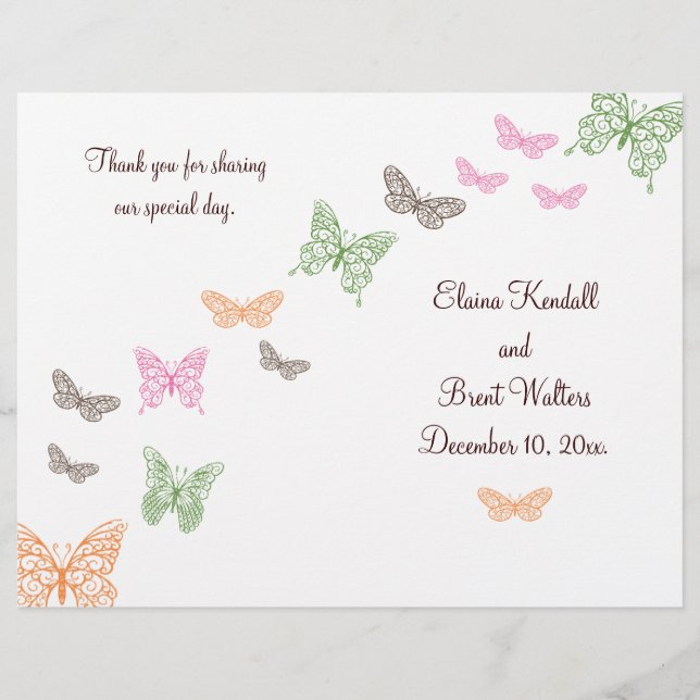 Butterfly Kisses Wedding Program (Front)