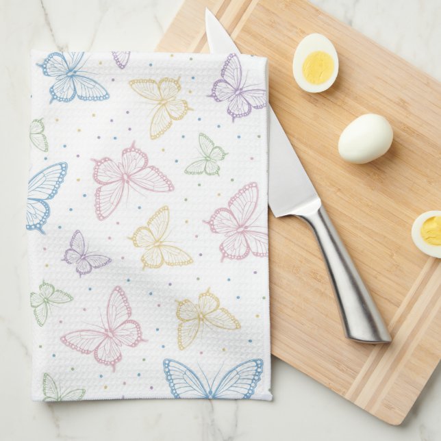 Butterfly Kitchen Tea Towel (Quarter Fold)