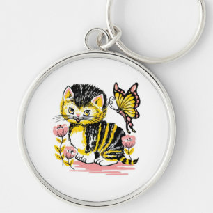 Butterfly & Kitten Keychain