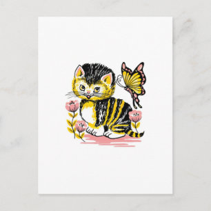 Butterfly & Kitten Postcard