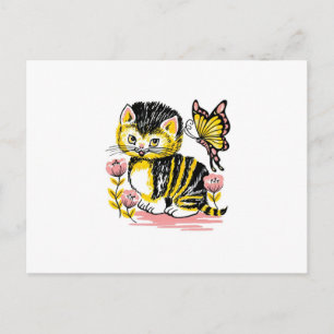Butterfly & Kitten Postcard