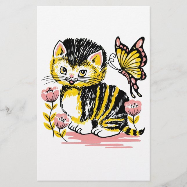 Butterfly & Kitten Stationery (Front)