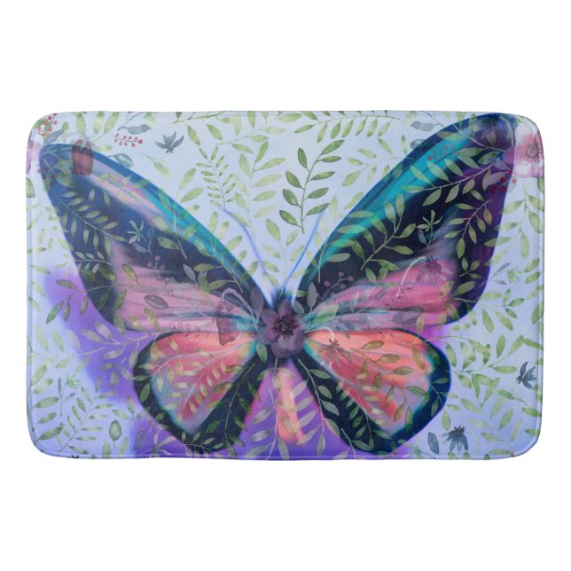 Butterfly Large Bath Mat Blue (Front)