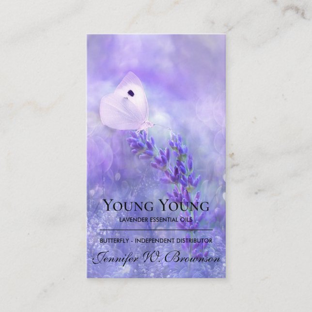 Butterfly Lavender Floral Essential Oils Business Card (Front)