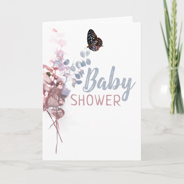Butterfly Leaves, Elegant Baby Shower Invitation (Front)