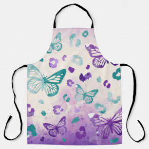 Butterfly Leiopard Purple Grey Apron