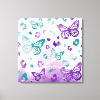 Butterfly Leopard White Canvas Print