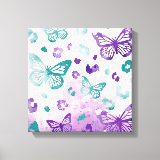 Butterfly Leopard White Canvas Print (Front)