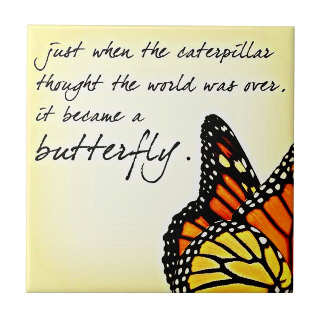 Butterfly Life Struggle Inspirational Quotes Tile (Front)