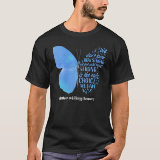 Butterfly Light Blue Ribbon Asthma And Allergy Awa T-Shirt