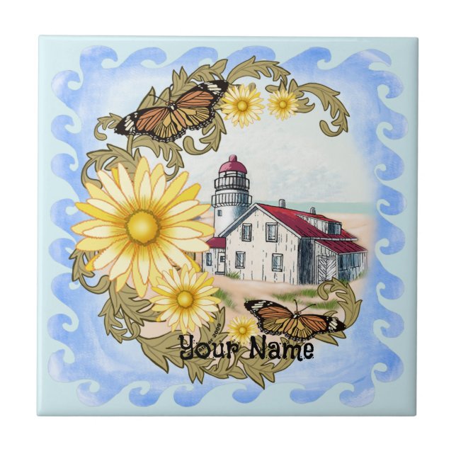 Butterfly Lighthouse  Tile (Front)