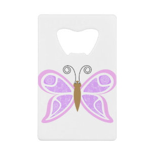 Butterfly Lilac Abstract Credit Card Bottle Opener