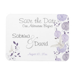 Butterfly Lilac Chrysanthemums Save the Date Magnet