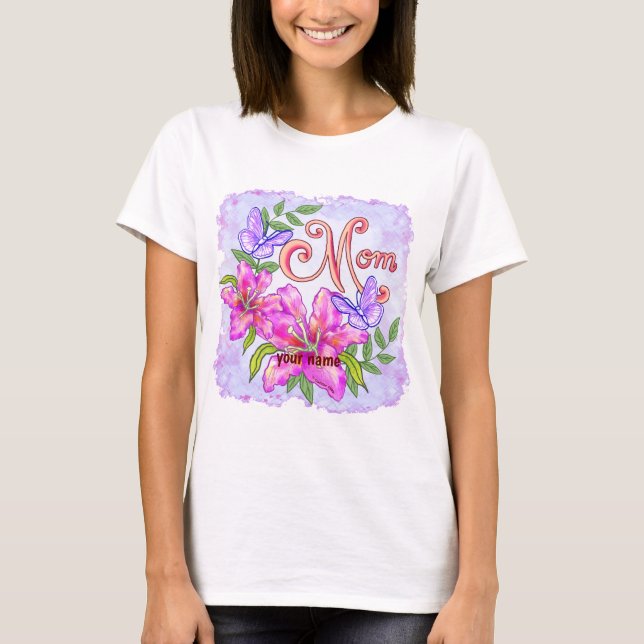 Butterfly Lily Mom  T-Shirt (Front)