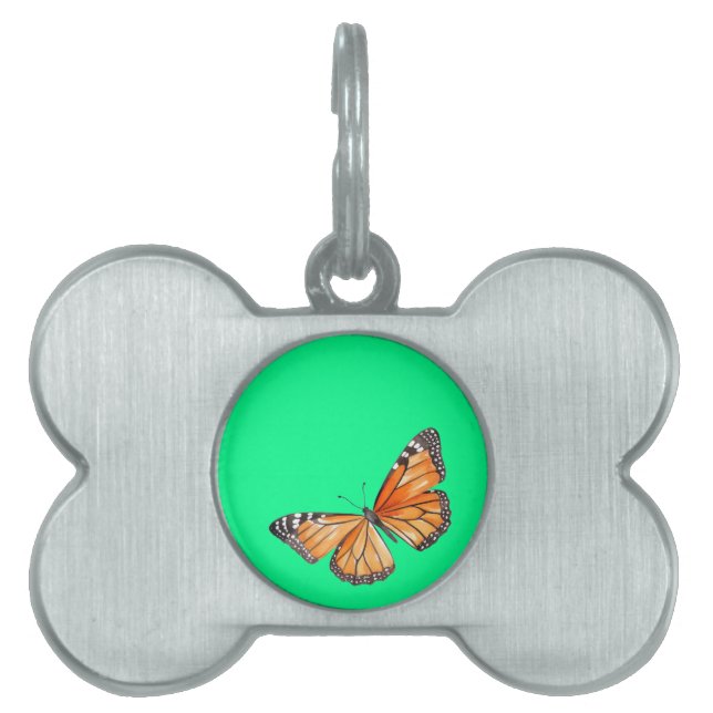 Butterfly lime green pet ID tag (Front)