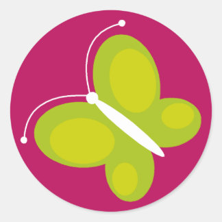 Butterfly [lime+ purple] classic round sticker