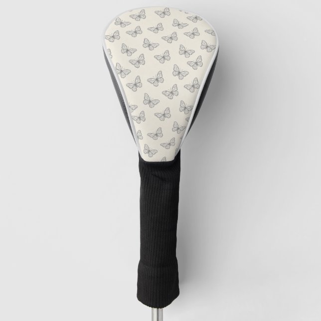 Butterfly Line Art Pattern Golf Head Cover (Front)