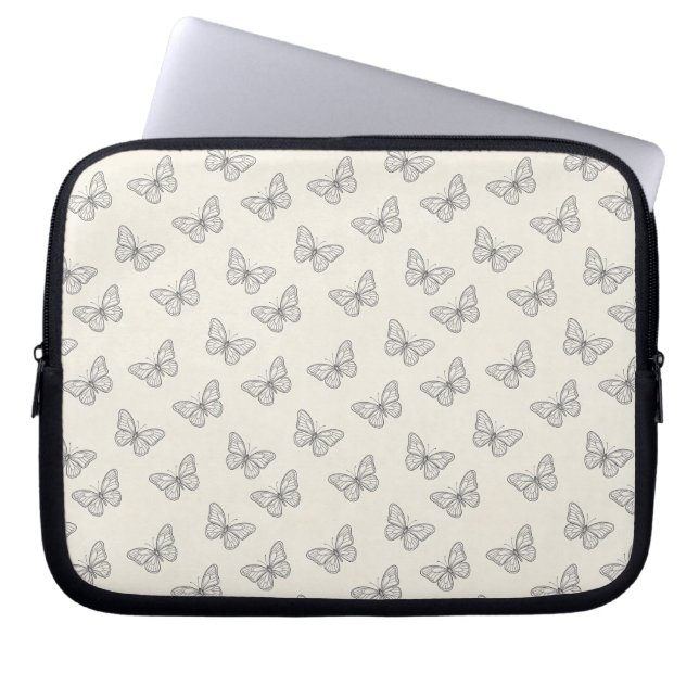 Butterfly Line Art Pattern Laptop Sleeve (Front)