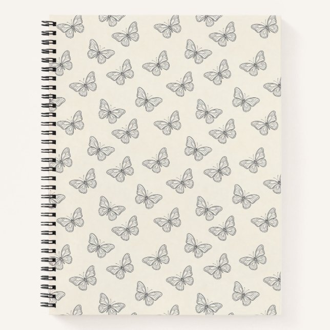 Butterfly Line Art Pattern Notebook (Front)