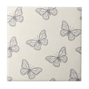 Butterfly Line Art Pattern Tile