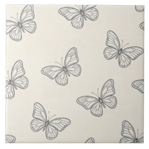 Butterfly Line Art Pattern Tile