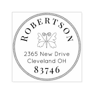 Butterfly logo and rope border simple fonts stamp