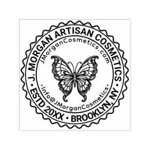 Butterfly Logo Business Name Location URL Email #S Self-inking Stamp