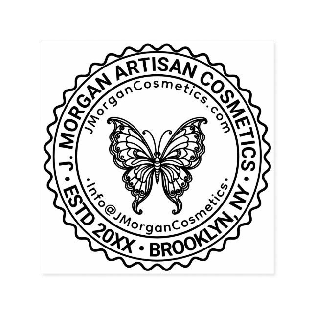 Butterfly Logo Business Name Location URL Email #S Self-inking Stamp (Design)