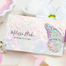 butterfly logo faux pastel glitter business card