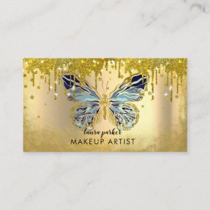 Butterfly Logo Gold Dripping Glitter Elegant Business Card