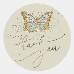 butterfly logo thank you classic round sticker