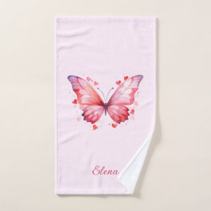 Butterfly Love Feminine Custom Name Hand Towel