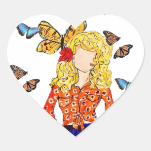 Butterfly Love Heart Sticker