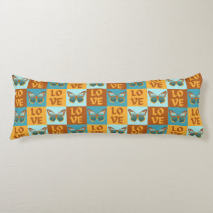 Butterfly Love Pattern Blue & Orange Gradient Body Pillow