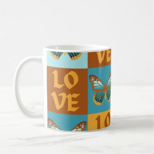 Butterfly Love Pattern Blue & Orange Gradient Coffee Mug