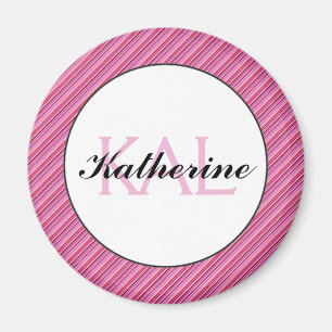 Butterfly Love Pink Red Stripes Personalized Magnet