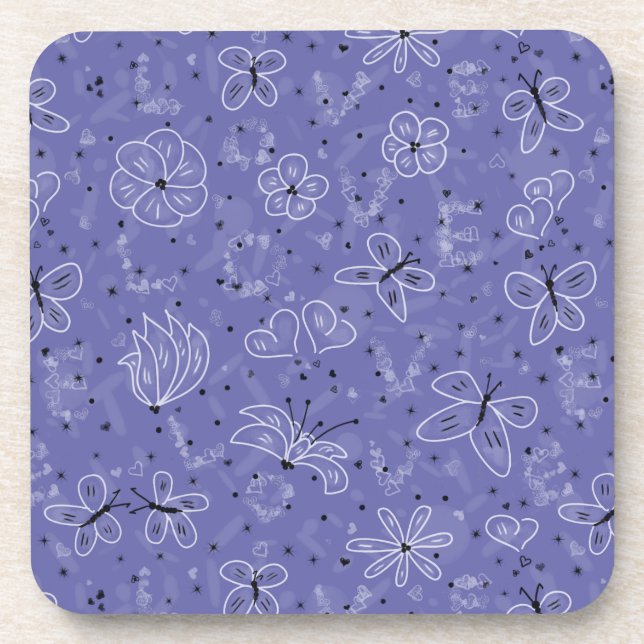 Butterfly LOVE - seamless pattern. Coaster (Front)