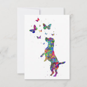 Butterfly Lover Beagle Dog Play With Butterflies Thank You Card