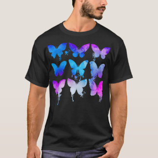 Butterfly Lover Butterflies Pink Blue Purple Water T-Shirt