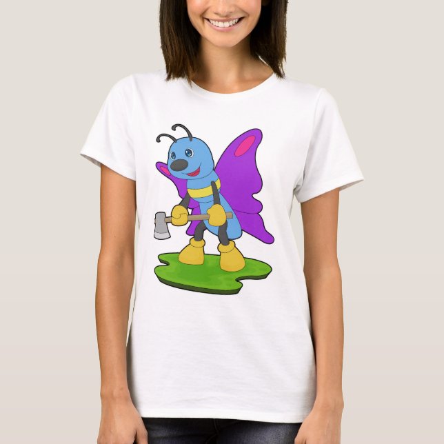 Butterfly Lumberjack Axe Forest T-Shirt (Front)