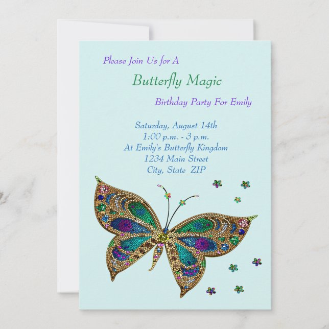 Butterfly Magic Birthday Invitation (Front)