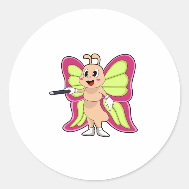 Butterfly Magic wand Classic Round Sticker (Front)