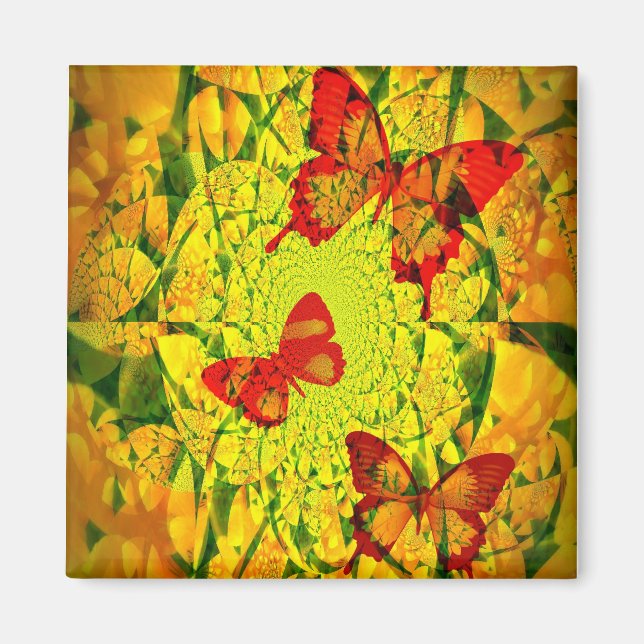 Butterfly Mandala Square Magnet (Front)