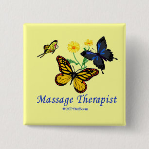 Butterfly Massage Therapist 2 Inch Square Button