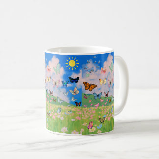 Butterfly Meadow Coffee Mug – Soft Floral Nature D