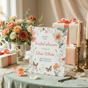 Butterfly Meadow Watercolor Bridal Shower CUSTOM Pedestal Sign
