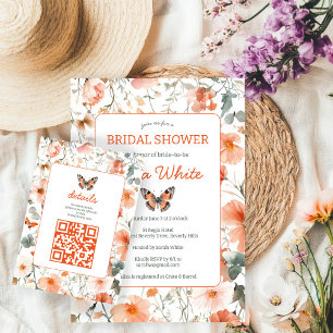 Butterfly Meadow Watercolor Bridal Shower QR code Enclosure Card