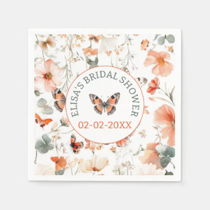 Butterfly Meadow Watercolor CUSTOM Bridal Shower Napkin